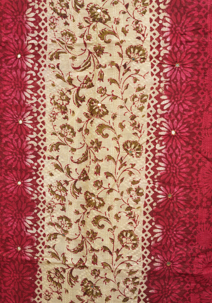 Red Silver Embroidery Set With Salwar