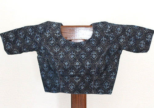 Grey and Blue Blockprinted Blouse