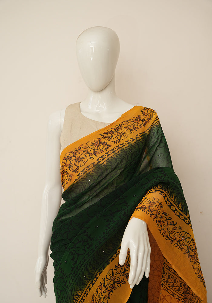 Buy JSItaliya Embroidered Bollywood Georgette Dark Green Sarees Online @  Best Price In India | Flipkart.com