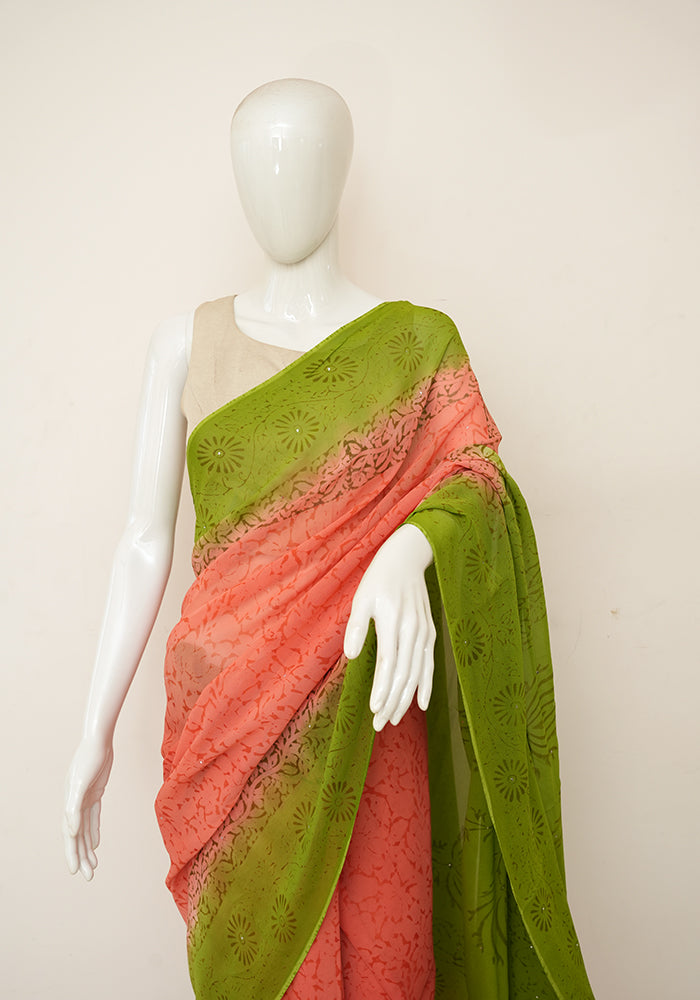 Dark Green With Peach Pure Soft Semi Silk Saree With Attractive Blouse  Piece at Rs 1499.00 | सॉफ्ट सिल्क साड़ी - Aakar, Surat | ID: 2851324685191