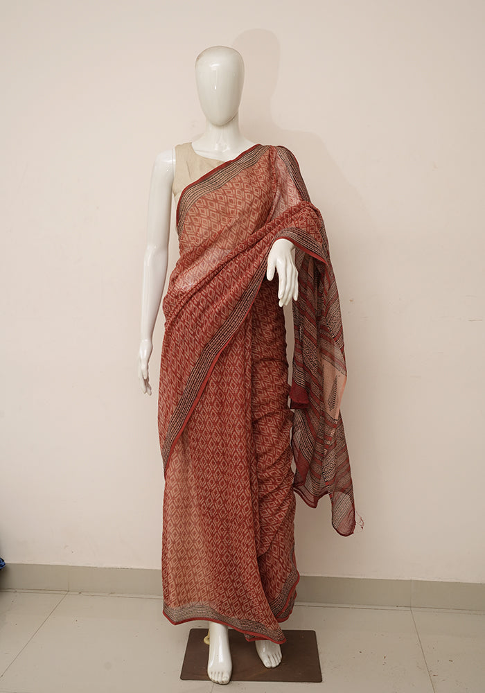 Cherry Pink Super Net Kota Saree