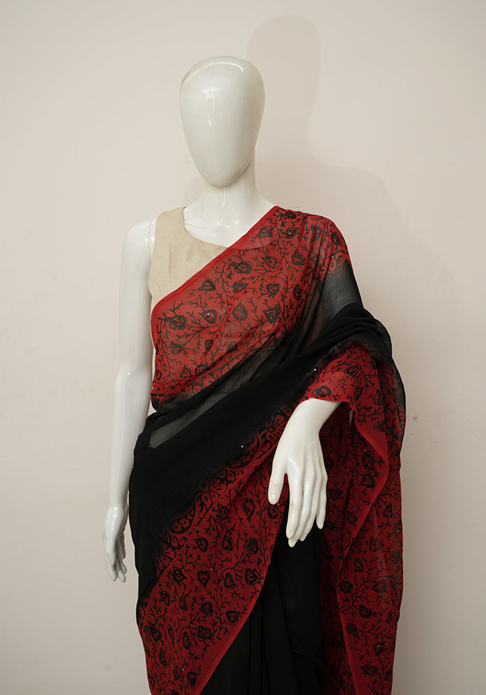 Buy MIRCHI FASHION Printed, Striped Leheria Georgette Black, Red Sarees  Online @ Best Price In India | Flipkart.com