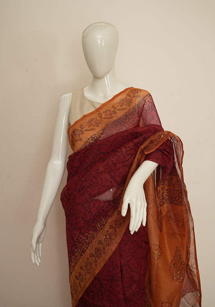 Buy Blue-Red Malkha Saree Online at Jaypore.com | Saree, Fashion, Saree  styles