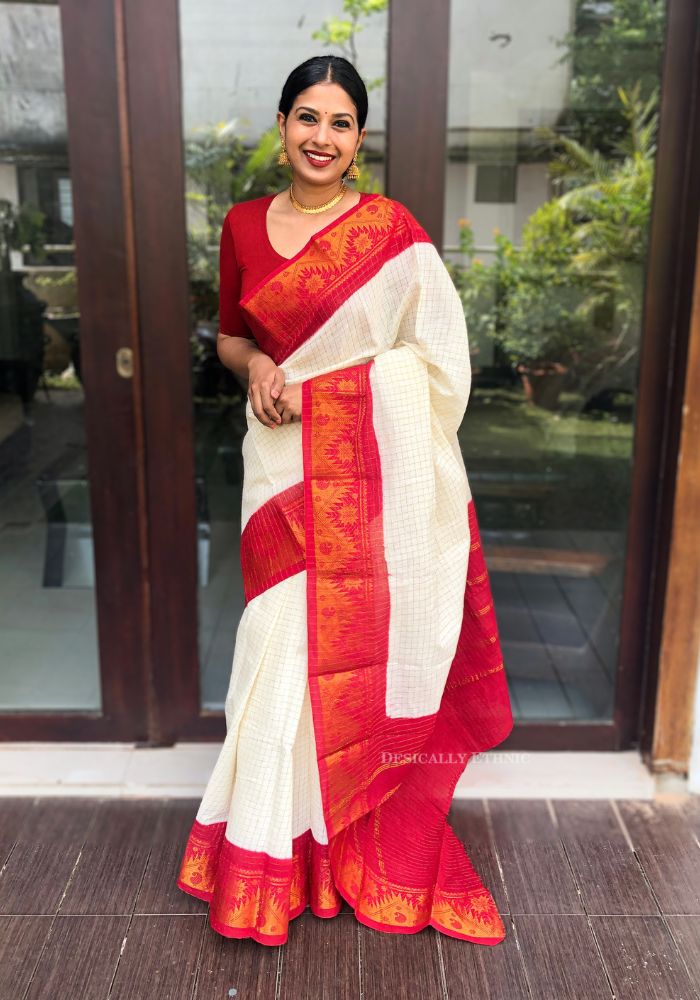 Details more than 156 white and red kanchipuram saree best