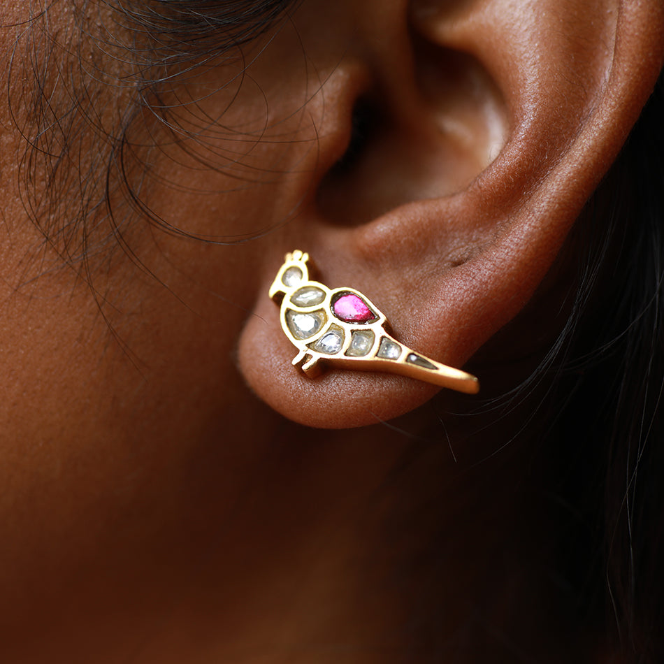 Ear Stack Set of 3 Sterling Silver Earrings Gold Plated Baguette Huggie  Hoop, Huggie Gemstone Charm and Small Stud Earring - Etsy