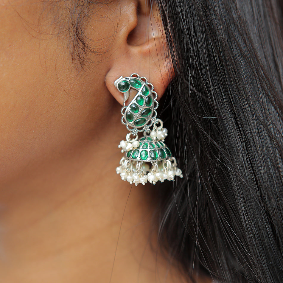 Buy Green Rani Tourmaline Chandbali Earrings for Women Online at Ajnaa  Jewels |391340