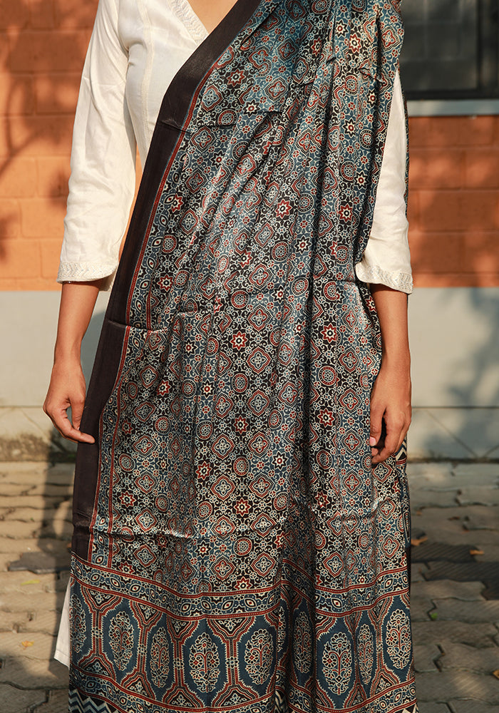 Ajrakh Modal Block Printed Dupatta Design 20