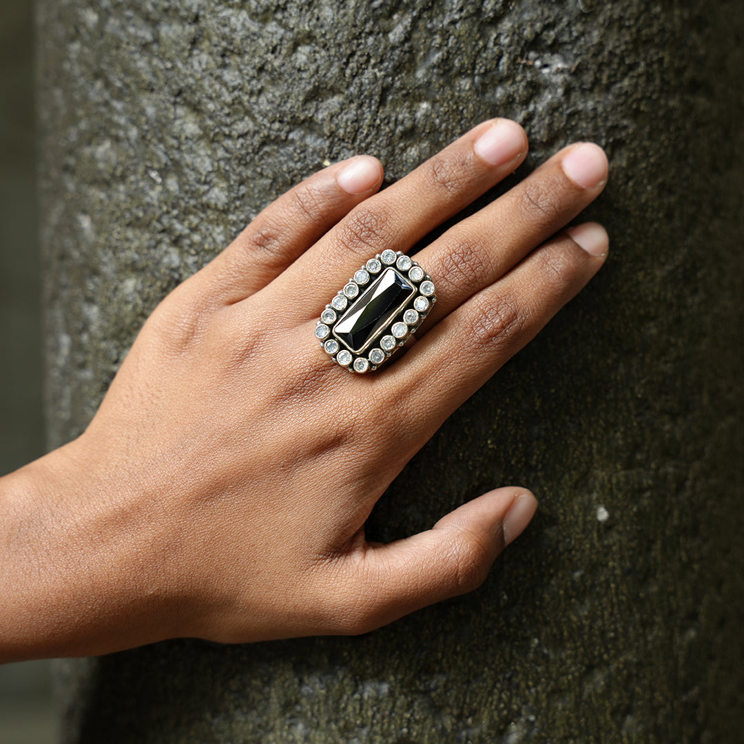 Black Stone Princess Cut Engagement Rings in Sterling Silver | Black stone  ring engagement, Silver rings online, Sterling silver rings